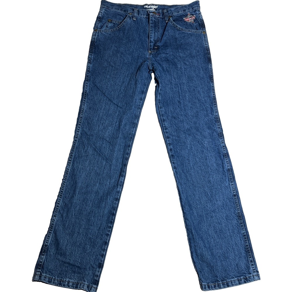 Wrangler PBR Jeans Men 31x32 Professional Bull Riding Faded Denim Cowboy Western